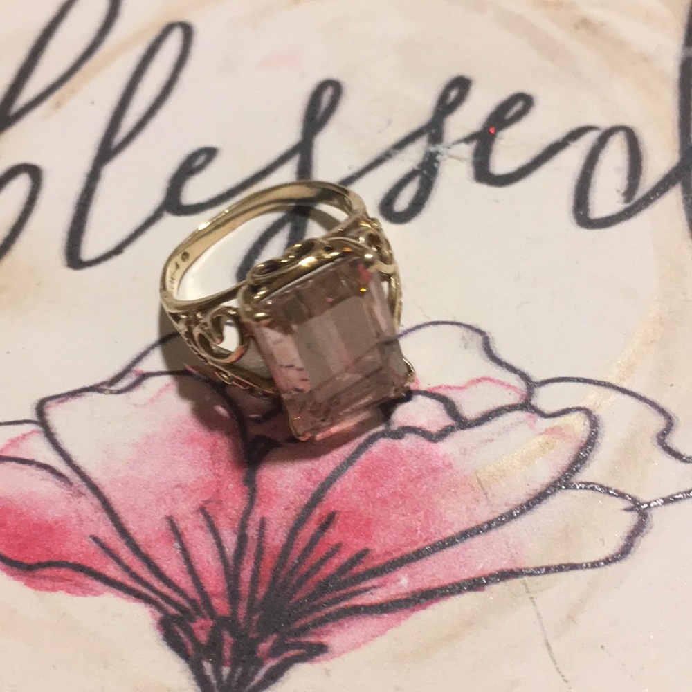 10k solid gold ring with pink birthstone